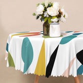 Aperturee - Aperturee Modern Colorful Geometric Round Tablecloth for Contemporary and Fun Birthday Party Decorations